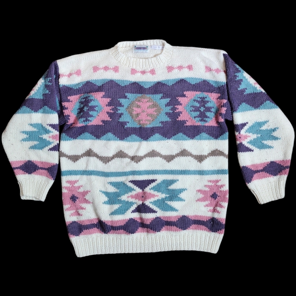Vintage Karuba knit Sweater Sweatshirt Casual Handmade